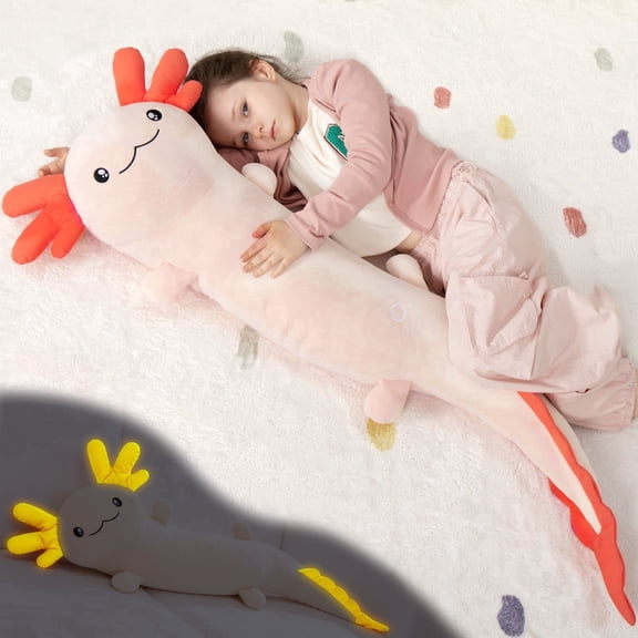 MorisMos 48in Axolotl Stuffed Animal,Stuffed Axolotl Body Pillow Plush