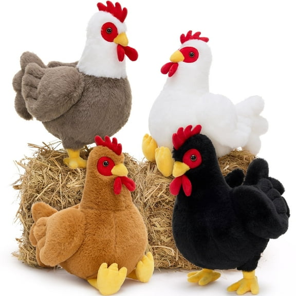 MorisMos 4Pcs Chicken Stuffed Animals Bulk Plush Toy