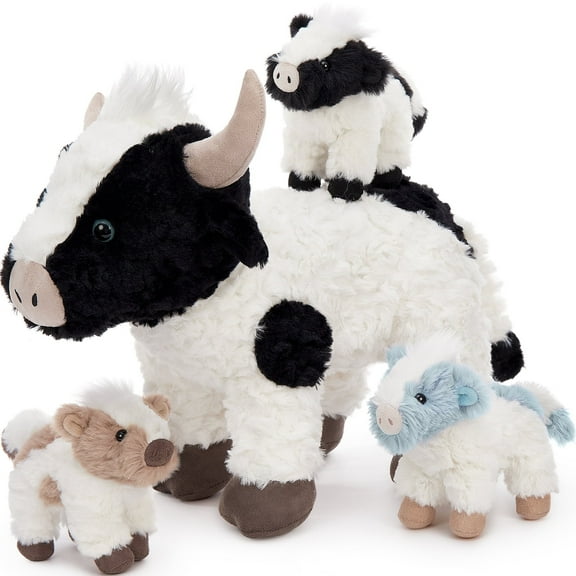 MorisMos 20.5'' Cow Stuffed Animals with 3 Plush Cow Toy
