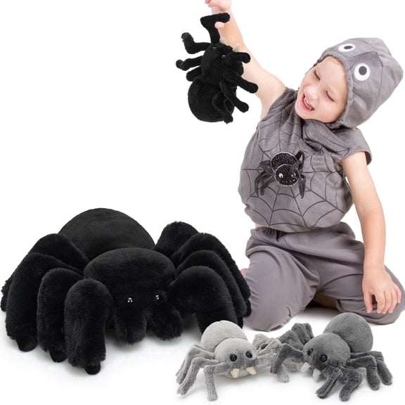 MorisMos 4Pcs Plush Spider Stuffed Animals with 3 Stuffed Spider Babies Inside