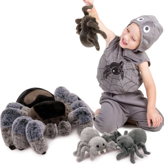 MorisMos 4Pcs Plush Spider Stuffed Animals with 3 Stuffed Spider Babies Inside