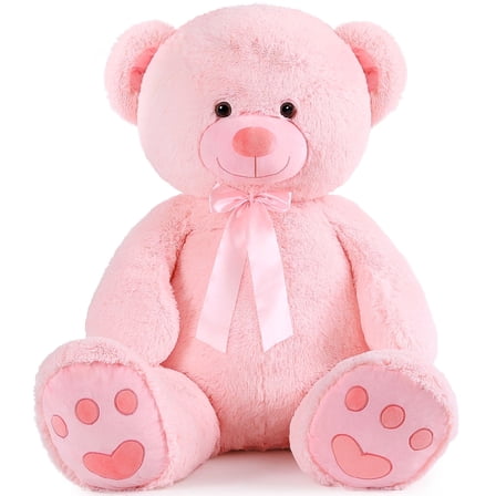 MorisMos 4ft Giant Pink Teddy Bear Stuffed Animal, Big Teddy Bear Plush