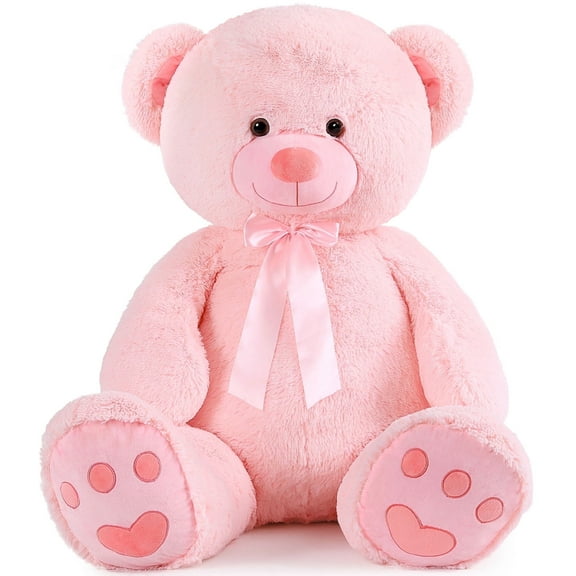 MorisMos 4ft Giant Pink Teddy Bear Stuffed Animal, Big Teddy Bear Plush