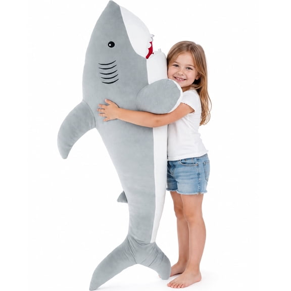 MorisMos 47-inch Giant Shark Plush Large Shark Stuffed Animal Soft Stuffed Shark Plush Pillow