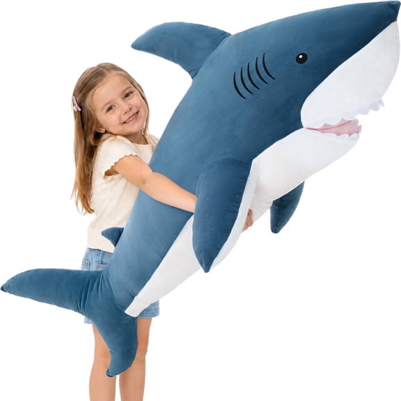 MorisMos 47-inch Giant Shark Plush Large Shark Stuffed Animal Soft Stuffed Shark Plush Pillow