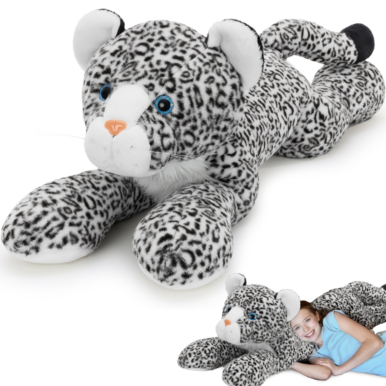 MorisMos 47'' Giant Snow Leopard Stuffed Animal Plush Pillow