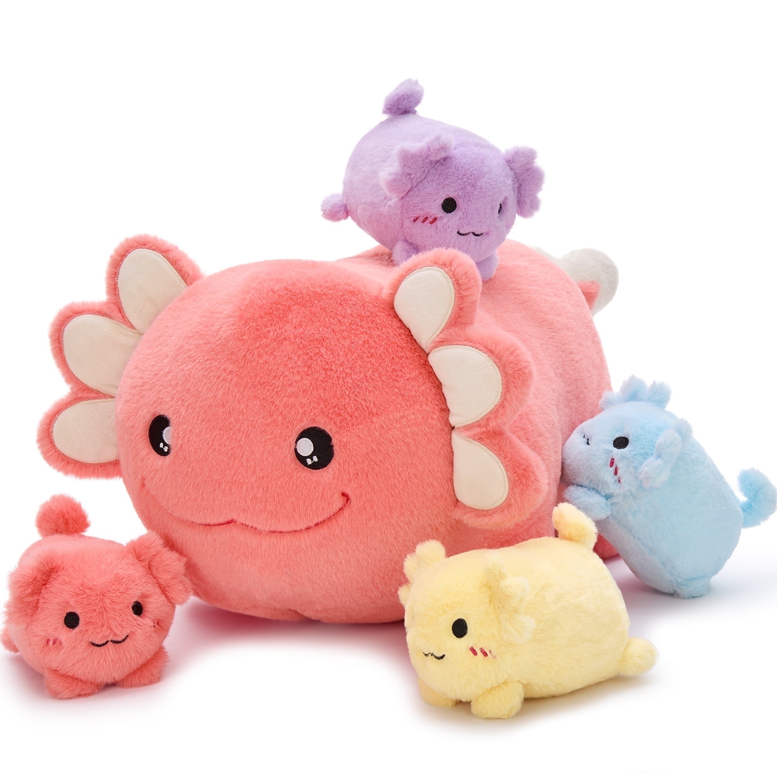 MorisMos 5Pcs Axolotl Plush Toy, Axolotl Stuffed Animal with 4