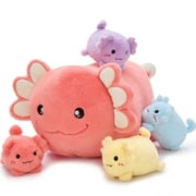MorisMos 5Pcs Axolotl Plush Toy, Axolotl Stuffed Animal with 4 Babies