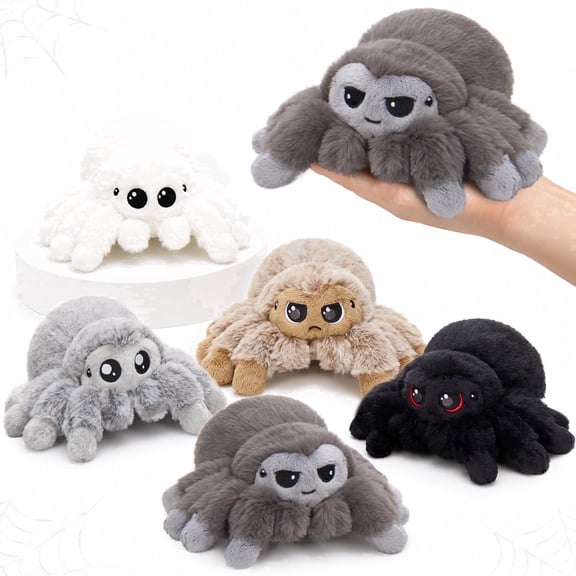 MorisMos 5Pcs Spider Stuffed Animals, 7.1in Small Soft Spider With Unique Expressions Plush Set