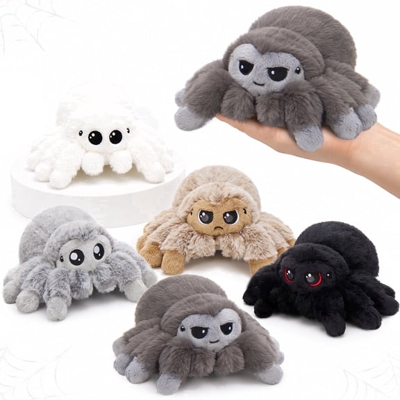 MorisMos 5Pcs Spider Stuffed Animals, 7.1in Small Soft Spider With Unique Expressions Plush Set