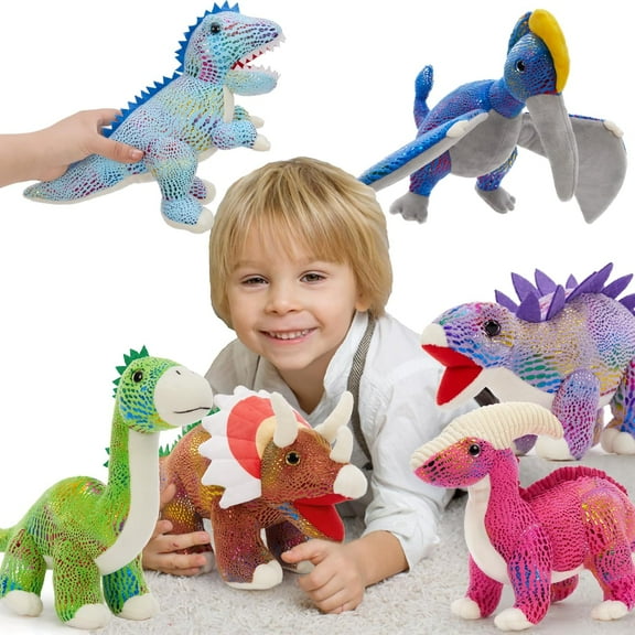 MorisMos 6 Pack Dinosaur Stuffed Animals in Bulk, 12'' Dinosaur Plush Toy Collectible Dino Squad