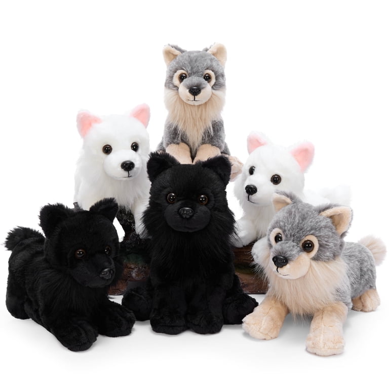 MorisMos 6 Pack Bulk Wolf Stuffed Animal Set, Cute Stuffed Wolf