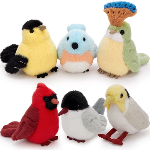 MorisMos 6 Pcs Bird Stuffed Animals Bulk,6" Soft Bird Plush Toy