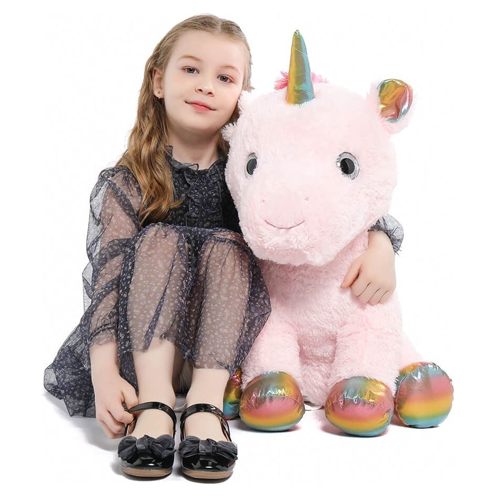 Dollibu Pink Unicorn Plush Pen - Soft Fluffy Pink Unicorn Stuffed Animal Writing Pens, Decorative Cute Ballpoint Pen for Kids, Teens, and Adults