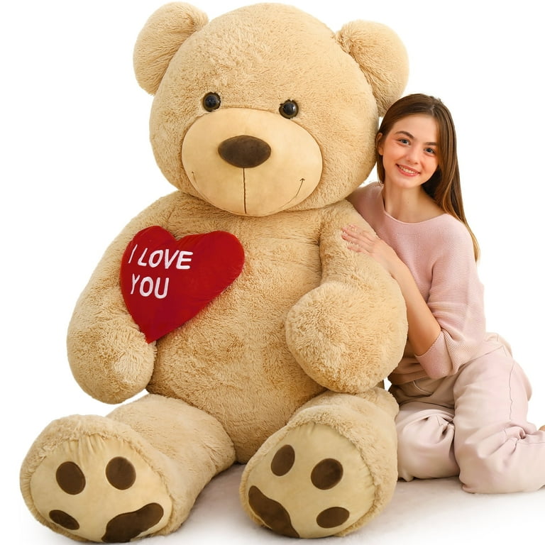 MorisMos 6ft Giant Teddy Bear Stuffed Animal with 'I Love You' Red
