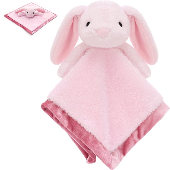 MorisMos Bunny Loveys for Babies 14" Baby Security Blanket Soft Sunggle Toy for Girls Boys Newborns, Bunny Stuffed Animal Blanket