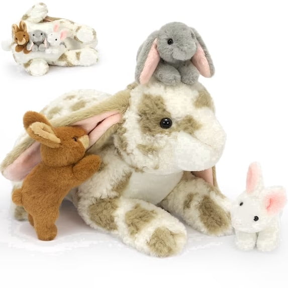 MorisMos 17.7in Bunny Stuffed Animal, 4 Pack Baby Bunnies Family Rabbit Plush Set