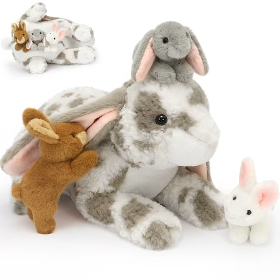 MorisMos 17.7in Bunny Stuffed Animal, 4 Pack Baby Bunnies Family Rabbit Plush Set