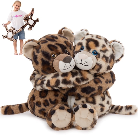 MorisMos Freezable & Microwavable Cheetah Stuffed Animals Duo,Heating Pads Plushies,Long-Arms Hugging Cheetah Plush Toys