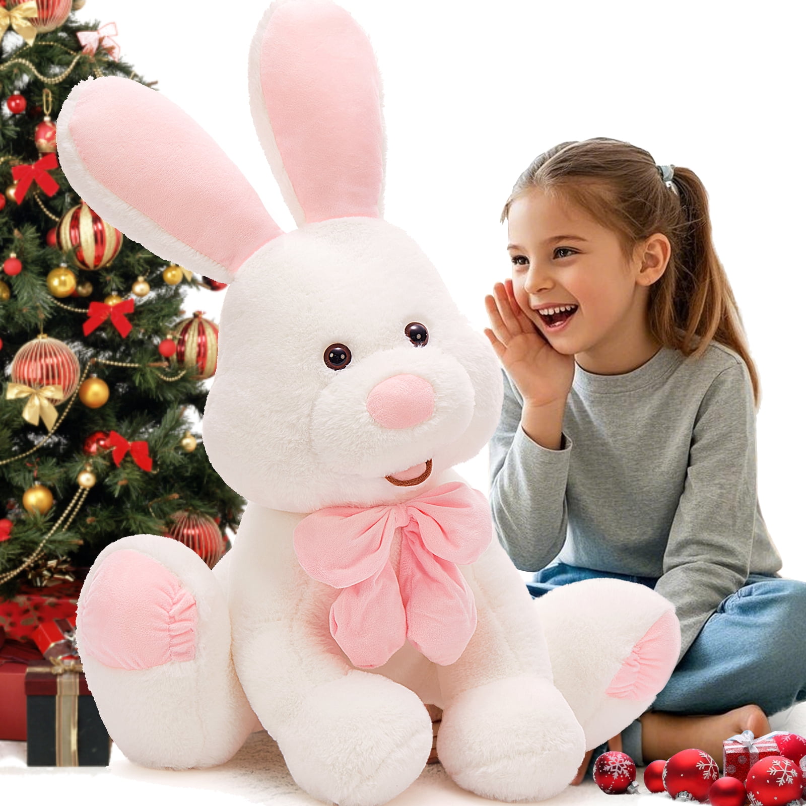 MorisMos Giant Bunny Stuffed Animal, 31.5'' Large Pink Rabbit