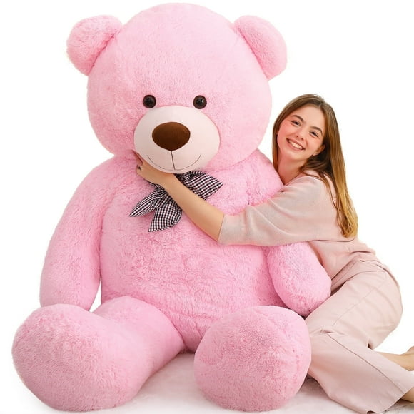 MorisMos Giant Pink Teddy Bear Stuffed Animal 6 Feet Soft Cuddly Smiling Face Big Teddy Bear Plush