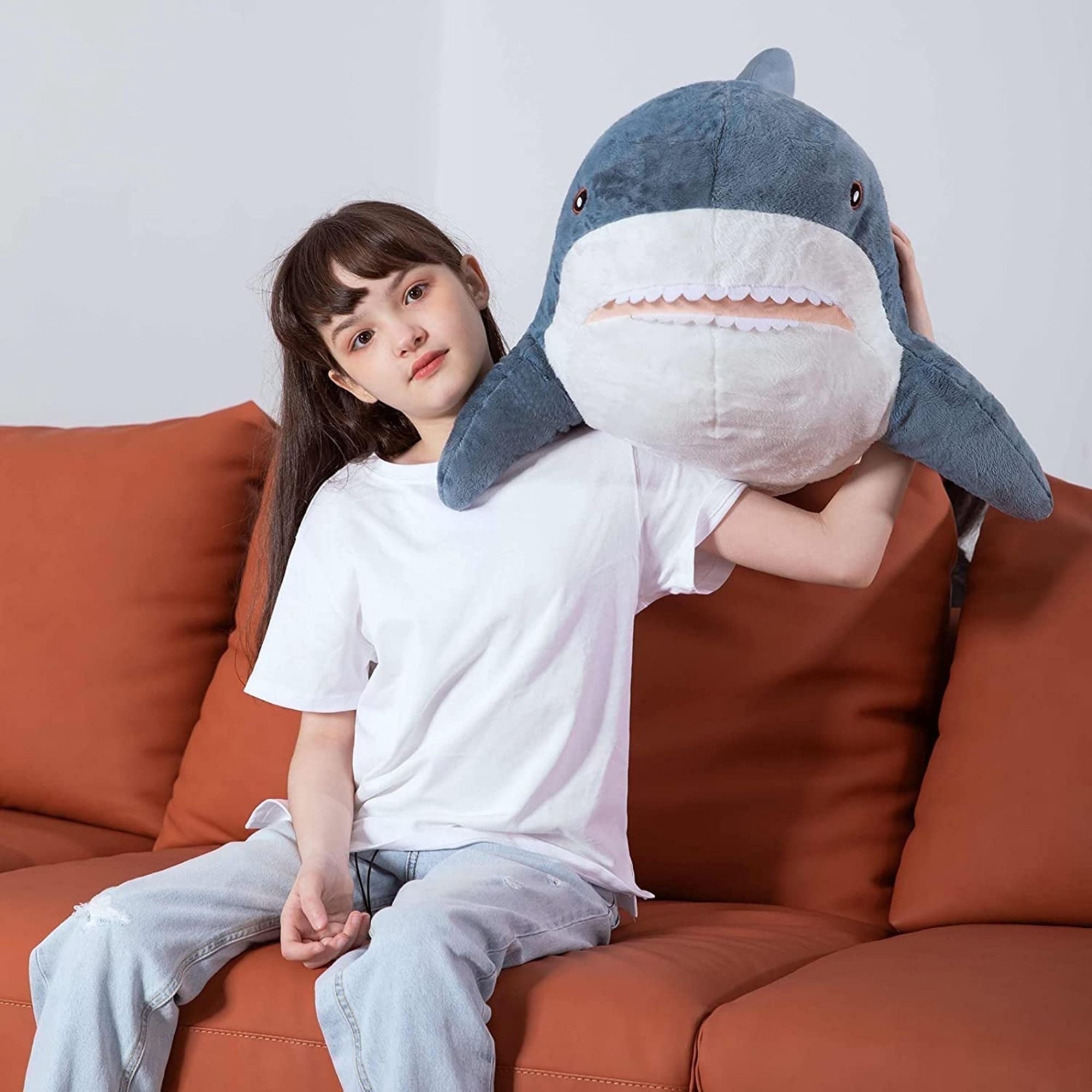 MorisMos Tiburón Gigante Peluche de 40 Pulgadas, Cojín de Tiburón Suave