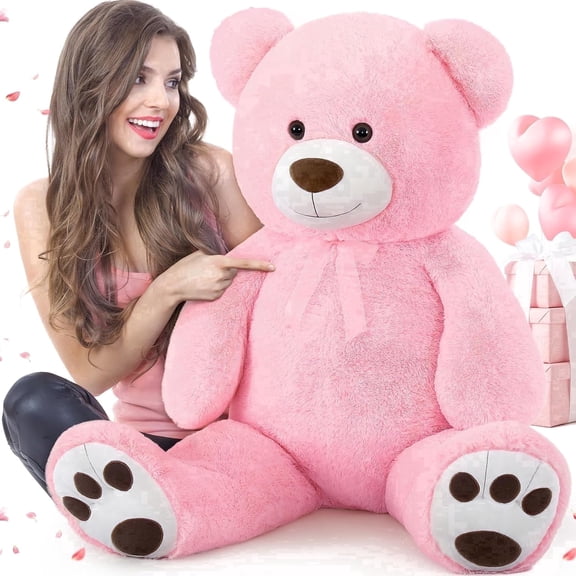 MorisMos 51in Giant Pink Teddy Bear, Large Teddy Bear Stuffed Animal
