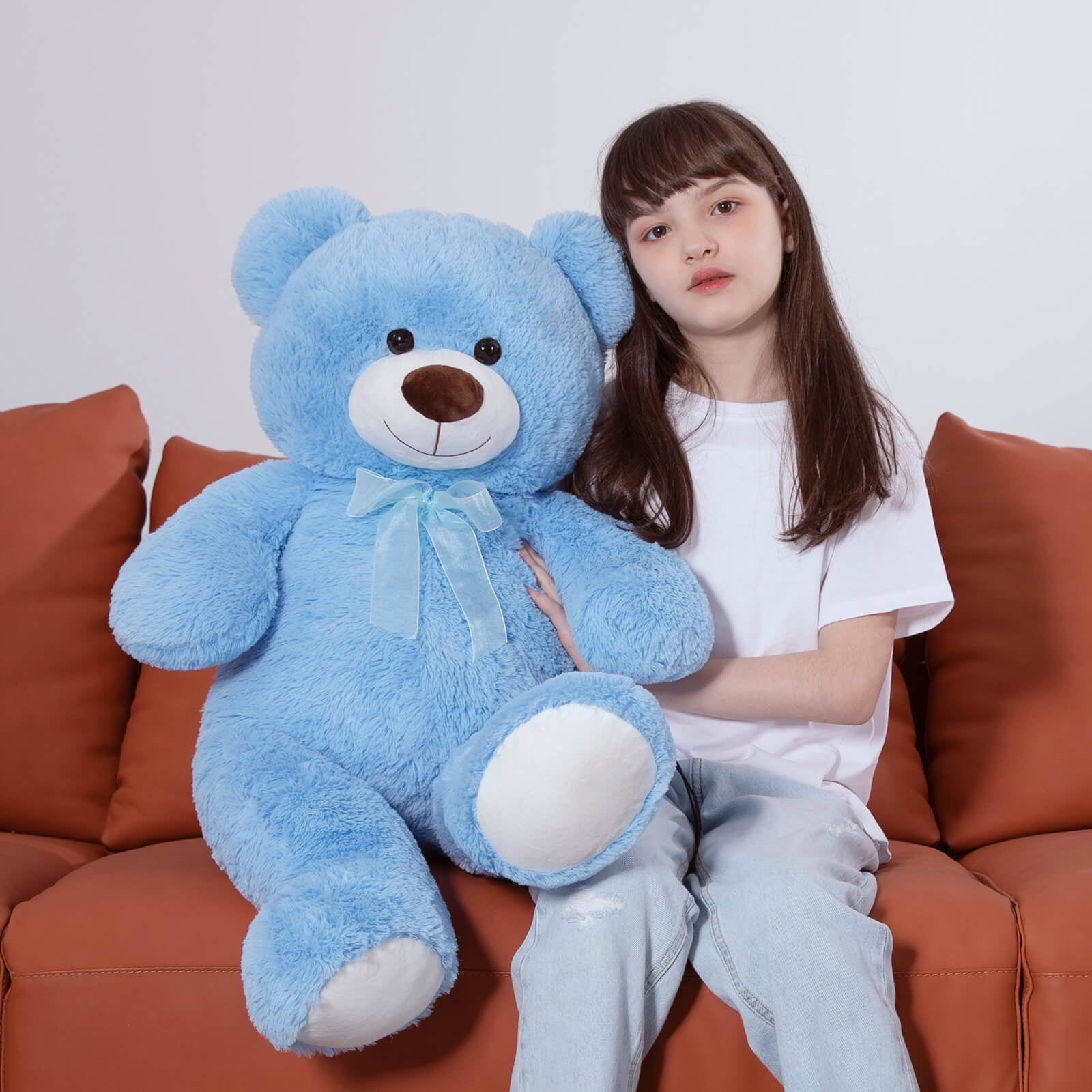 Morismos Giant Teddy Bear Stuffed Animals, Big Teddy Bear Plush Toy For Girlfriend Girls Christmas Valentine'S Day Birthday (Light Gray, 47 Inches)