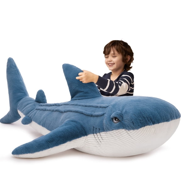 MorisMos 51" Giant Whale Shark Stuffed Animal, 4.3ft Large Blue Stuffed Whale Shark Plush Body Pillow
