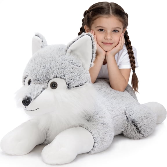 MorisMos 30'' Giant Wolf Stuffed Animal Big Stuffed Wolf Plush Toy