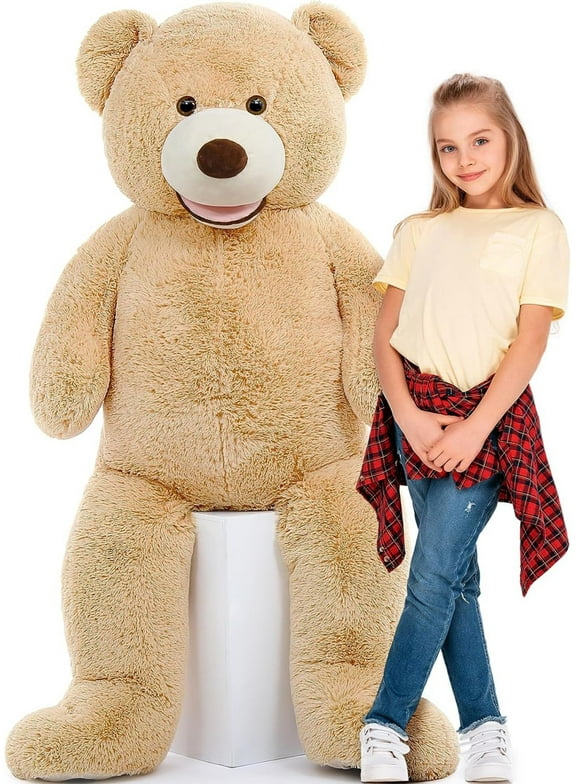 MorisMos Jumbo Teddy Bear 51'' Giant Stuffed Animal with Footprints Plush Toy
