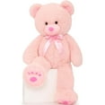 thumbnail image 1 of MorisMos Pink Giant Teddy Bear 35.4" Stuffed Animal Soft Big Plush Toy with Bowknot and Footprint, 1 of 8
