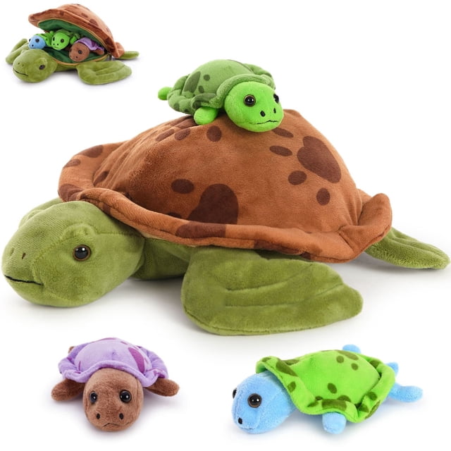 MorisMos Sea Turtle Stuffed Animal Plush Turtle with 3 Babies