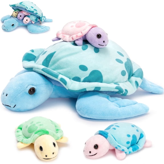 MorisMos Sea Turtle Stuffed Animal Plush Turtle with 3 Babies