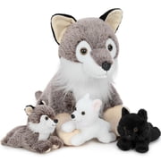 MorisMos 18 Wolf Stuffed Animal with 3 Baby Pups Stuffed Animal Set, Soft Cute Stuffed Wolf Plush Toys