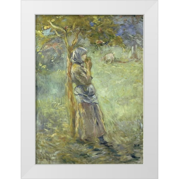 Morisot, Berthe 11x14 White Modern Wood Framed Museum Art Print Titled - Under the Apple Tree