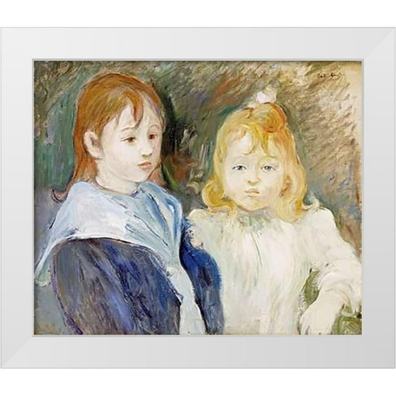 Morisot, Berthe 30x26 White Modern Wood Framed Museum Art Print Titled - Portrait DEnfants