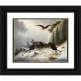 thumbnail image 1 of Moritz Müller 14x12 Black Ornate Wood Framed Double Matted Museum Art Print Titled: Chamois, Persecuted by an Eagle (1877), 1 of 5