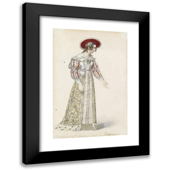 Moritz Michael Daffinger 11x14 Black Modern Framed Museum Art Print Titled - Figurine in Medieval Dress
