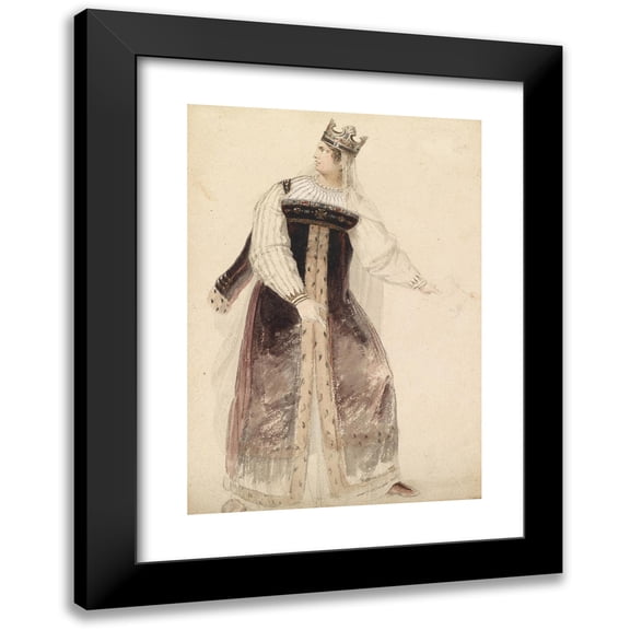 Moritz Michael Daffinger 18x24 Black Modern Framed Museum Art Print Titled - Sophie Schroder in a Costume