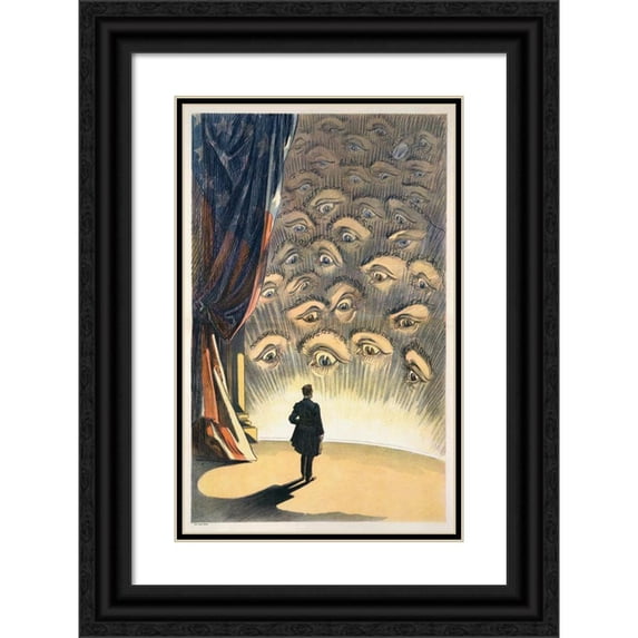 Moriz Jung 13x18 Black Ornate Wood Framed Double Matted Museum Art Print Titled - The Aeroplegasus (Anzani Engines) (1911)