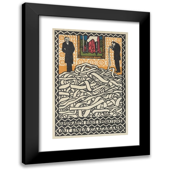 Moriz Jung 17x24 Black Modern Framed Museum Art Print Titled - Editor's Conservation with a Statesman (1907)