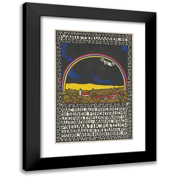 Moriz Jung 17x24 Black Modern Framed Museum Art Print Titled - Mac Bull from Philadelphia in His Frightful Loop-The-Loop Ride in His Car (1907)