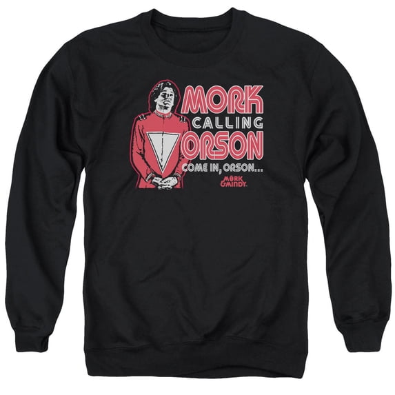 Mork &Amp; Mindy Mork Calling Orson Adult Crewneck Sweatshirt Black