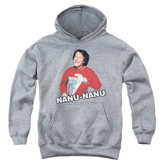 Mork & Mindy Catchphrase Youth Pullover Hoodie Sweatshirt Heather