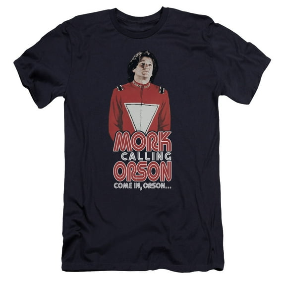 Mork & Mindy Come In Orson Premium Canvas Adult Slim Fit 30/1 T-Shirt Navy
