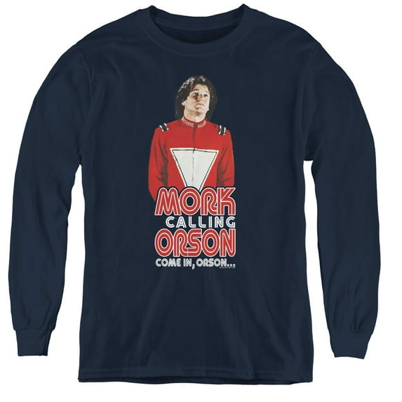 Mork & Mindy Come In Orson Youth Long Sleeve T-Shirt Navy