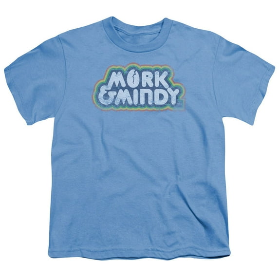 Mork & Mindy Distressed Mork Logo Youth 18/1 T-Shirt Carolina Blue