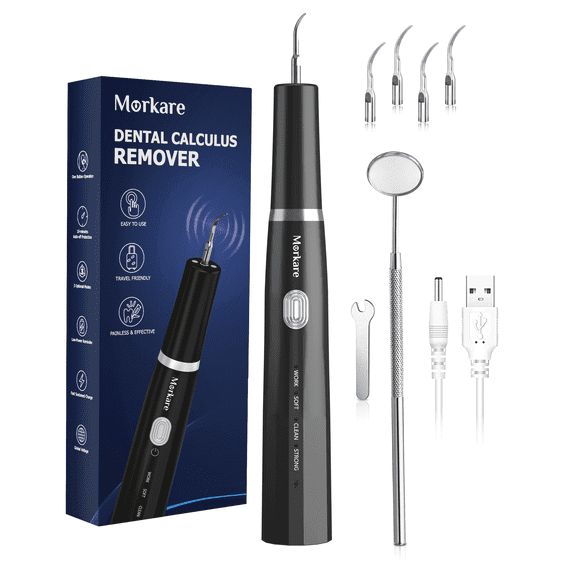 Morkare Plaque Remover for Teeth, Tartar Remover with 3 Modes & 4 Heads, Professional Teeth Cleaner for Home Use