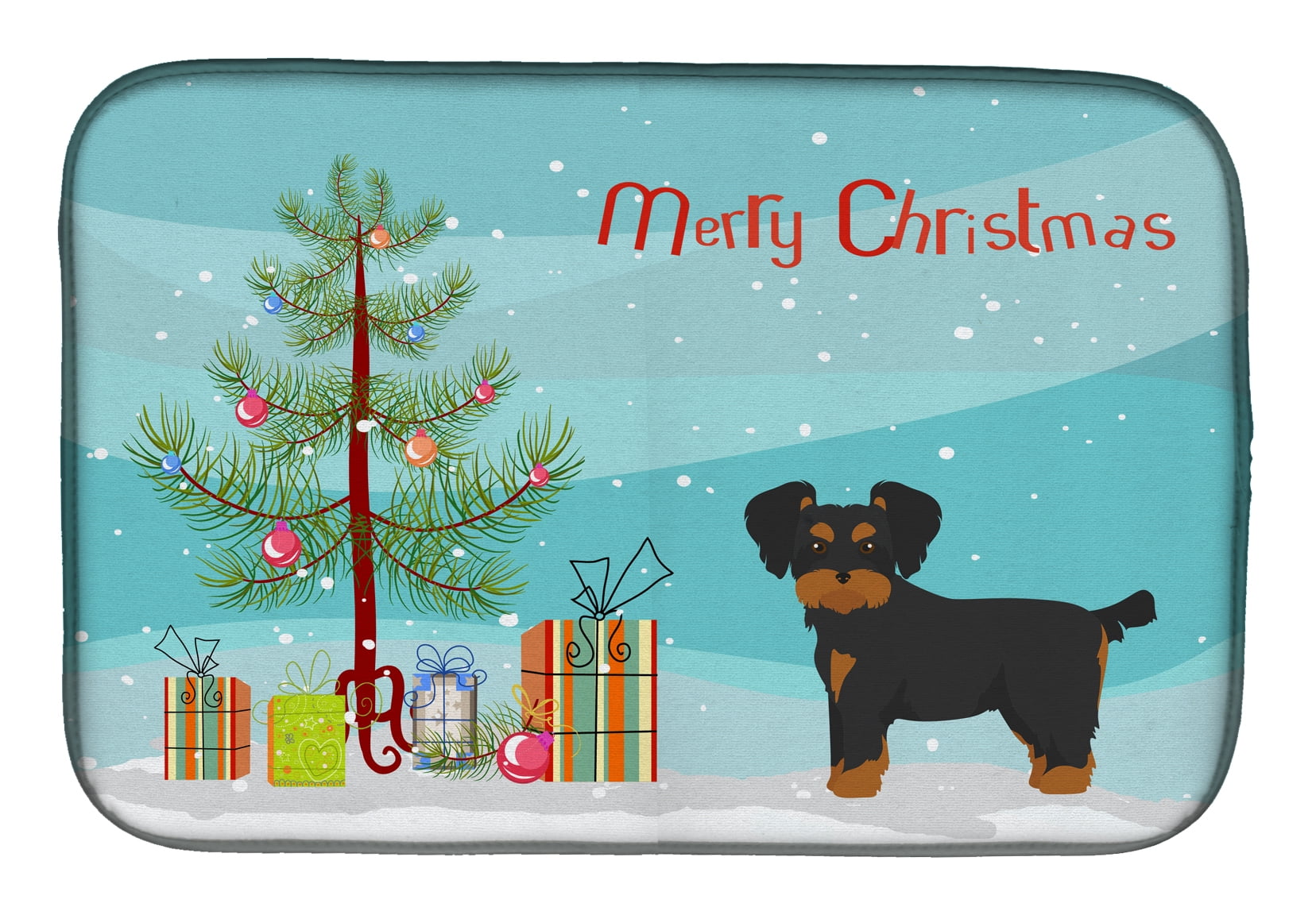 Morkie Christmas Tree Dish Drying Mat